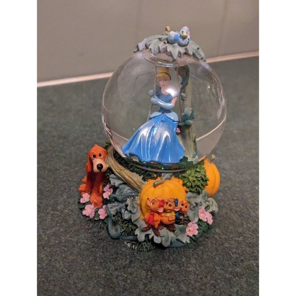 Disney Cinderella on Swing Under a Tree Mini Small Snow Globe dog nice 3.25" - Picture 3 of 8